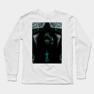 Portrait, digital collage, special processing. Beautiful but dark, like witch, woman. Tale. Dark green. Long Sleeve T-Shirt